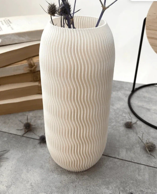 Japandi Decorative White Vase Wavy