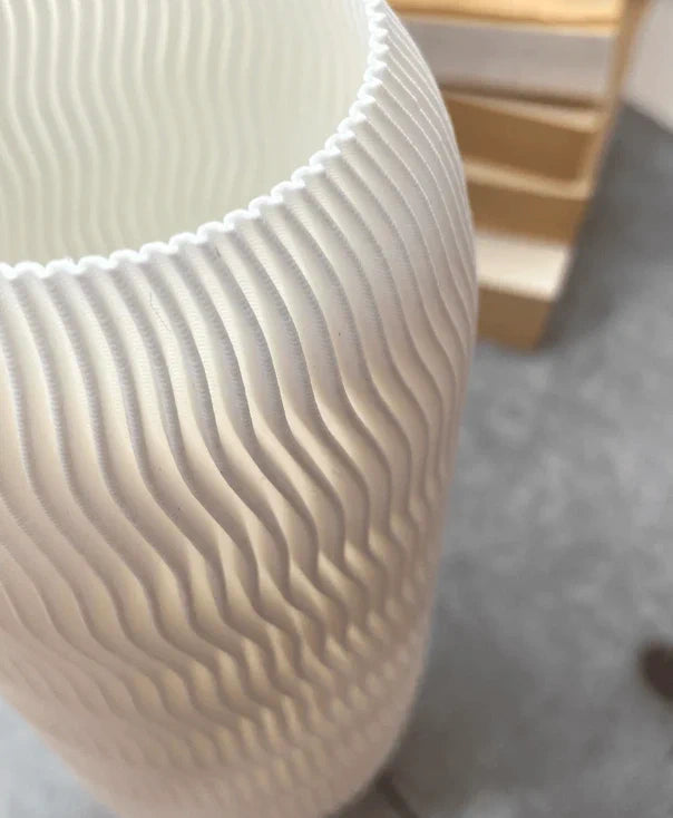 Japandi Decorative White Vase Wavy