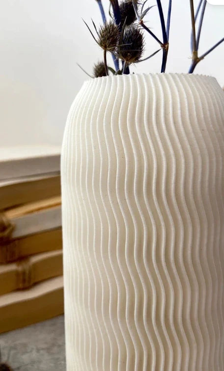 Japandi Decorative White Vase Wavy